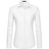 imageJVER Dress Shirts for Women Button Down Wrinkle Free Shirt Business Casual Long Sleeve Work Blouse with PocketWhite