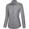 imageJVER Dress Shirts for Women Button Down Wrinkle Free Shirt Business Casual Long Sleeve Work Blouse with PocketGrey