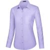 imageJVER Dress Shirts for Women Button Down Wrinkle Free Shirt Business Casual Long Sleeve Work Blouse with PocketLight Purple
