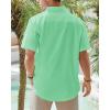 imageJVER Mens Cotton Linen Short Sleeve Shirts Casual Lightweight Button Down Shirts Vacation Beach Summer Tops with PocketBright Green