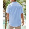 imageJVER Mens Cotton Linen Short Sleeve Shirts Casual Lightweight Button Down Shirts Vacation Beach Summer Tops with PocketLight Blue