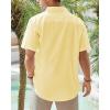 imageJVER Mens Cotton Linen Short Sleeve Shirts Casual Lightweight Button Down Shirts Vacation Beach Summer Tops with PocketLight Yellow