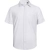 imageJVER Mens Cotton Linen Short Sleeve Shirts Casual Lightweight Button Down Shirts Vacation Beach Summer Tops with PocketWhite