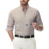 imageJVER Mens Linen Shirt Casual Lightweight Long Sleeve Solid Button Down Collar Shirts Beach Tops for Holiday WorkLight Khaki