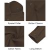 imageJVER Button Down Shirts for Women Stretch Collared Cotton Long Sleeve Dress Shirt Business Casual Blouse for WorkCoffee Brown