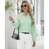 imageJVER Button Down Shirts for Women Stretch Collared Cotton Long Sleeve Dress Shirt Business Casual Blouse for WorkLight Green