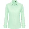 imageJVER Button Down Shirts for Women Stretch Collared Cotton Long Sleeve Dress Shirt Business Casual Blouse for WorkLight Green