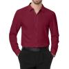 imageJVER Mens Dress Shirts Stretch Long Sleeve Formal Shirt Solid Business Casual Button Down Shirts for Wedding PromWine Red