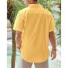 imageJVER Mens Linen Short Sleeve Shirts Cotton Casual Lightweight Button Down Shirt Beach Vacation Summer Tops with PocketLemon Yellow