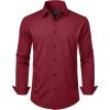 imageJVER Mens Dress Shirts Stretch Long Sleeve Formal Shirt Solid Business Casual Button Down Shirts for Wedding PromWine Red