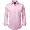 imageJVER Mens Dress Shirts Solid Long Sleeve Stretch WrinkleFree Formal Shirt Business Casual Button Down ShirtsPink