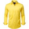 imageJVER Mens Dress Shirts Solid Long Sleeve Stretch WrinkleFree Formal Shirt Business Casual Button Down ShirtsYellow