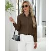 imageJVER Button Down Shirts for Women Stretch Collared Cotton Long Sleeve Dress Shirt Business Casual Blouse for WorkBrown