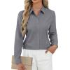 imageJVER Button Down Shirts for Women Stretch Collared Cotton Long Sleeve Dress Shirt Business Casual Blouse for WorkGrey