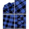 imageJVER Flannel Shirt for Men Plaid Long Sleeve Casual Button Down Shirts Regular Fit Cotton Buffalo Checkered Top with PocketsBlue