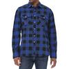 imageJVER Flannel Shirt for Men Plaid Long Sleeve Casual Button Down Shirts Regular Fit Cotton Buffalo Checkered Top with PocketsBlue Black