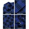 imageJVER Flannel Shirt for Men Plaid Long Sleeve Casual Button Down Shirts Regular Fit Cotton Buffalo Checkered Top with PocketsBlue Black