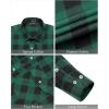 imageJVER Flannel Shirt for Men Plaid Long Sleeve Casual Button Down Shirts Regular Fit Cotton Buffalo Checkered Top with PocketsGreen Black