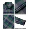 imageJVER Flannel Shirt for Men Plaid Long Sleeve Casual Button Down Shirts Regular Fit Cotton Buffalo Checkered Top with PocketsGreen Navy