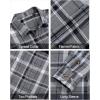 imageJVER Flannel Shirt for Men Plaid Long Sleeve Casual Button Down Shirts Regular Fit Cotton Buffalo Checkered Top with PocketsGrey Black