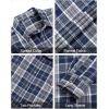 imageJVER Flannel Shirt for Men Plaid Long Sleeve Casual Button Down Shirts Regular Fit Cotton Buffalo Checkered Top with PocketsNavy Brown