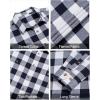 imageJVER Flannel Shirt for Men Plaid Long Sleeve Casual Button Down Shirts Regular Fit Cotton Buffalo Checkered Top with PocketsNavy White