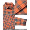 imageJVER Flannel Shirt for Men Plaid Long Sleeve Casual Button Down Shirts Regular Fit Cotton Buffalo Checkered Top with PocketsOrange