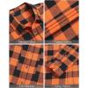 imageJVER Flannel Shirt for Men Plaid Long Sleeve Casual Button Down Shirts Regular Fit Cotton Buffalo Checkered Top with PocketsOrange Black