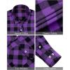 imageJVER Flannel Shirt for Men Plaid Long Sleeve Casual Button Down Shirts Regular Fit Cotton Buffalo Checkered Top with PocketsPurple Black