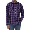 imageJVER Flannel Shirt for Men Plaid Long Sleeve Casual Button Down Shirts Regular Fit Cotton Buffalo Checkered Top with PocketsPurple Black