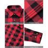 imageJVER Flannel Shirt for Men Plaid Long Sleeve Casual Button Down Shirts Regular Fit Cotton Buffalo Checkered Top with PocketsRed Black
