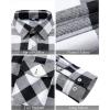 imageJVER Flannel Shirt for Men Plaid Long Sleeve Casual Button Down Shirts Regular Fit Cotton Buffalo Checkered Top with PocketsWhite Black