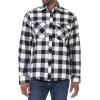 imageJVER Flannel Shirt for Men Plaid Long Sleeve Casual Button Down Shirts Regular Fit Cotton Buffalo Checkered Top with PocketsWhite Black