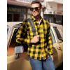 imageJVER Flannel Shirt for Men Plaid Long Sleeve Casual Button Down Shirts Regular Fit Cotton Buffalo Checkered Top with PocketsYellow Black