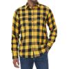 imageJVER Flannel Shirt for Men Plaid Long Sleeve Casual Button Down Shirts Regular Fit Cotton Buffalo Checkered Top with PocketsYellow Black