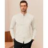 imageJVER Mandarin Collar Shirts for Men Stretchy Long Sleeve Collarless Button Down Dress Shirt with PocketBeige Khaki
