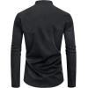 imageJVER Mandarin Collar Shirts for Men Stretchy Long Sleeve Collarless Button Down Dress Shirt with PocketBlack