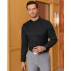 imageJVER Mandarin Collar Shirts for Men Stretchy Long Sleeve Collarless Button Down Dress Shirt with PocketBlack