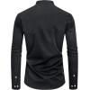 imageJVER Mandarin Collar Shirts for Men Stretchy Long Sleeve Collarless Button Down Dress Shirt with PocketBlack White