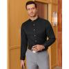 imageJVER Mandarin Collar Shirts for Men Stretchy Long Sleeve Collarless Button Down Dress Shirt with PocketBlack White