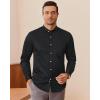 imageJVER Mandarin Collar Shirts for Men Stretchy Long Sleeve Collarless Button Down Dress Shirt with PocketBlack White