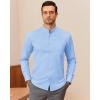 imageJVER Mandarin Collar Shirts for Men Stretchy Long Sleeve Collarless Button Down Dress Shirt with PocketBlue