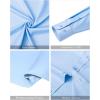 imageJVER Mandarin Collar Shirts for Men Stretchy Long Sleeve Collarless Button Down Dress Shirt with PocketBlue