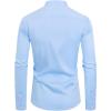 imageJVER Mandarin Collar Shirts for Men Stretchy Long Sleeve Collarless Button Down Dress Shirt with PocketBlue