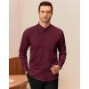 imageJVER Mandarin Collar Shirts for Men Stretchy Long Sleeve Collarless Button Down Dress Shirt with PocketBurgundy