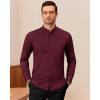 imageJVER Mandarin Collar Shirts for Men Stretchy Long Sleeve Collarless Button Down Dress Shirt with PocketBurgundy
