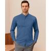 imageJVER Mandarin Collar Shirts for Men Stretchy Long Sleeve Collarless Button Down Dress Shirt with PocketCyan Blue