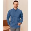 imageJVER Mandarin Collar Shirts for Men Stretchy Long Sleeve Collarless Button Down Dress Shirt with PocketCyan Blue