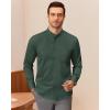 imageJVER Mandarin Collar Shirts for Men Stretchy Long Sleeve Collarless Button Down Dress Shirt with PocketDark Green