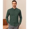 imageJVER Mandarin Collar Shirts for Men Stretchy Long Sleeve Collarless Button Down Dress Shirt with PocketDark Green